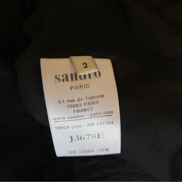 Sandro || Perforated Lamb Leather Flutter Mini Skirt Black 2 - Picture 9 of 9